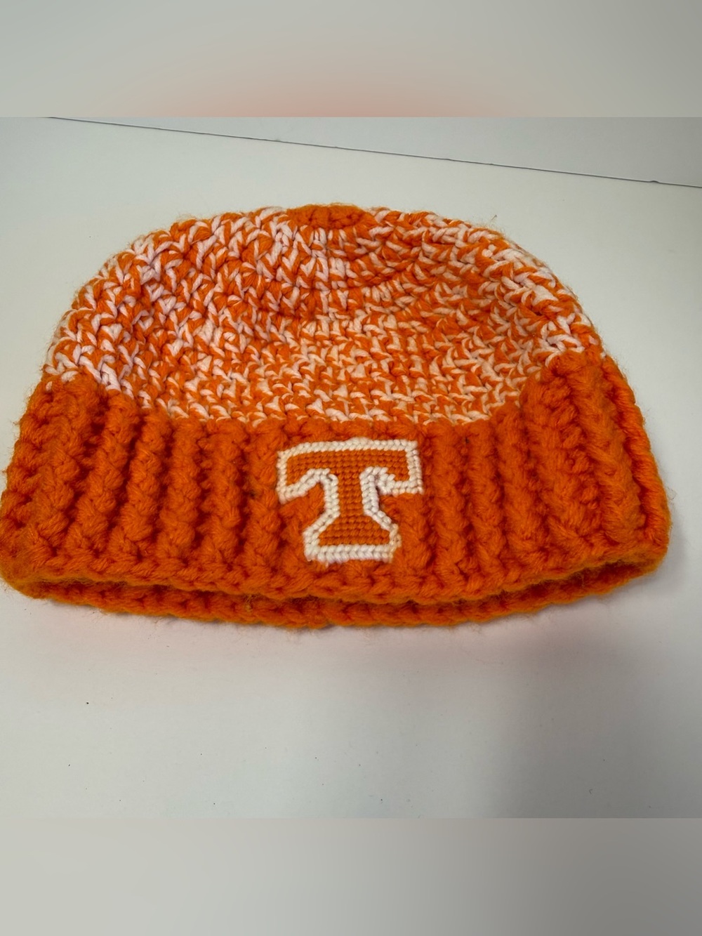 Handmade Tennessee Volunteers UT Vols Orange White Crochet Knit Beanie Hat